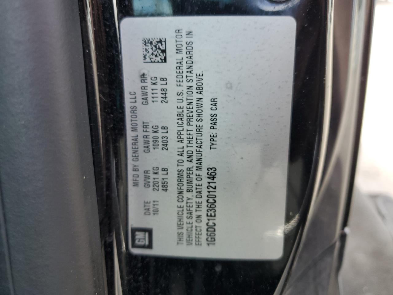 2012 Cadillac Cts VIN: 1G6DC1E36C0121463 Lot: 85293525