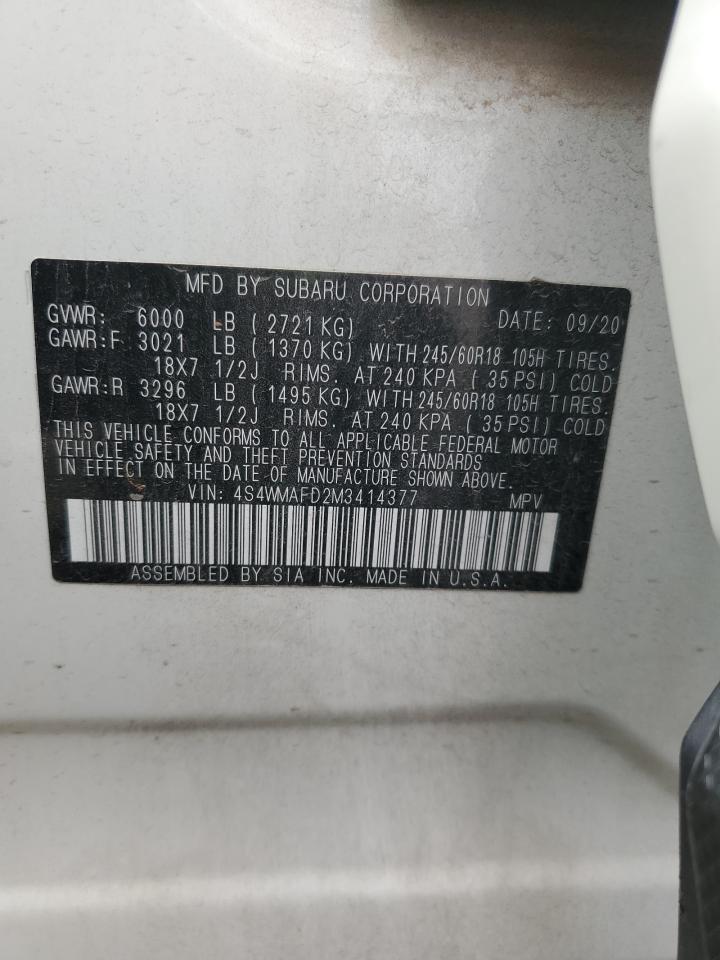 2021 Subaru Ascent Premium VIN: 4S4WMAFD2M3414377 Lot: 82403545