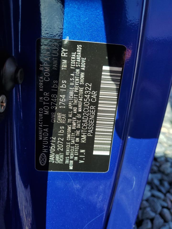 2012 Hyundai Veloster VIN: KMHTC6AD2CU054322 Lot: 83847905