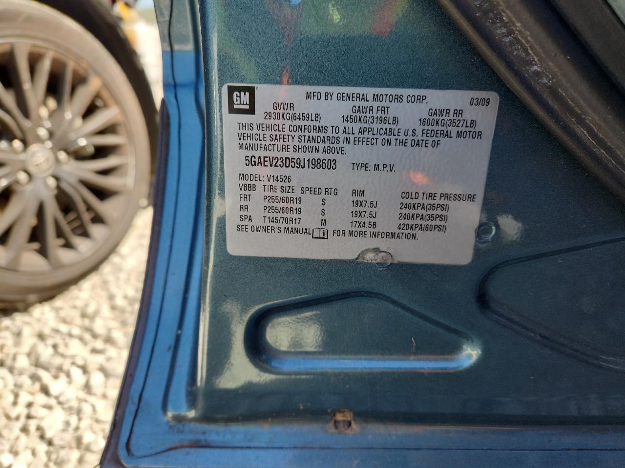 2009 Buick Enclave Cxl VIN: 5GAEV23D59J198603 Lot: 82548095