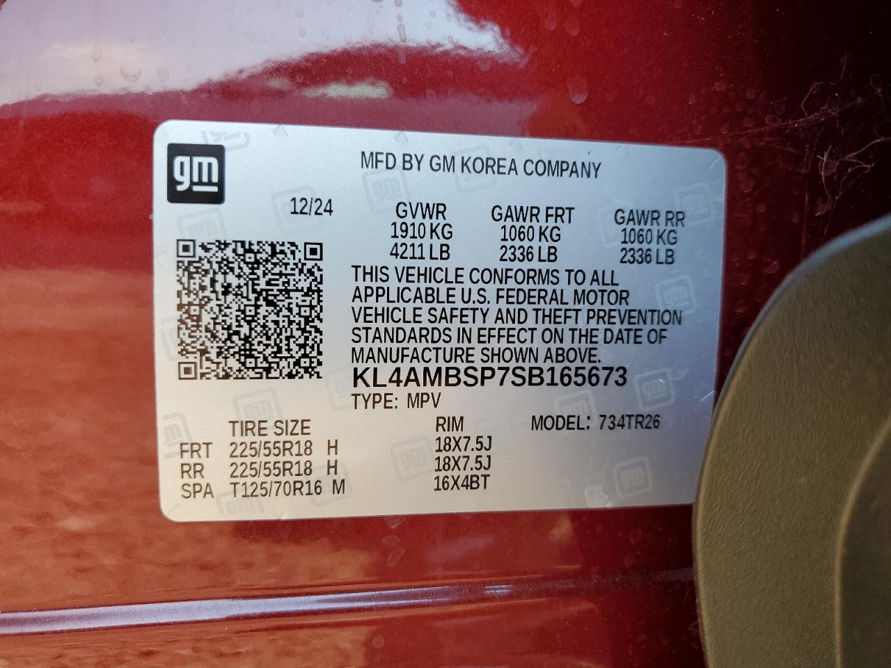 2025 Buick Encore Gx Preferred VIN: KL4AMBSP7SB165673 Lot: 87108295