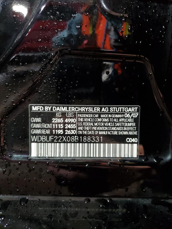 2008 Mercedes-Benz E 320 Cdi VIN: WDBUF22X08B188331 Lot: 85400095