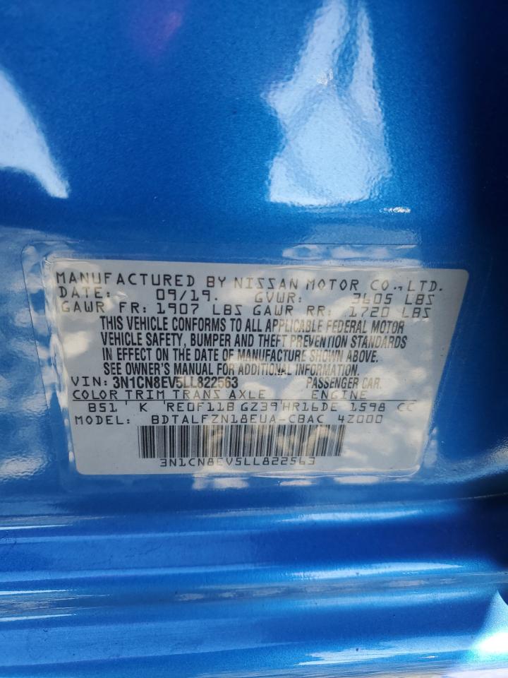 2020 Nissan Versa Sv VIN: 3N1CN8EV5LL822563 Lot: 85378935