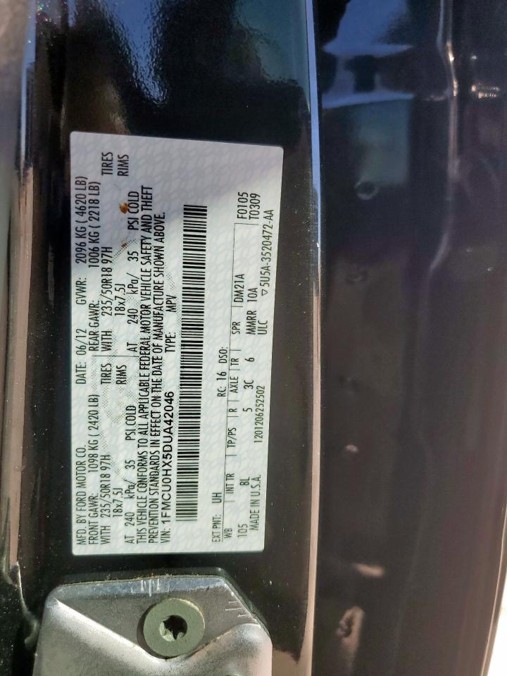 2013 Ford Escape Sel VIN: 1FMCU0HX5DUA42046 Lot: 86793995