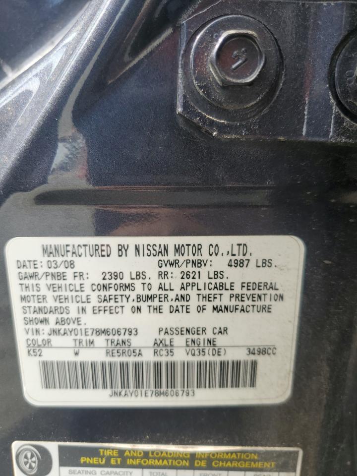 2008 Infiniti M35 Base VIN: JNKAY01E78M606793 Lot: 85822675