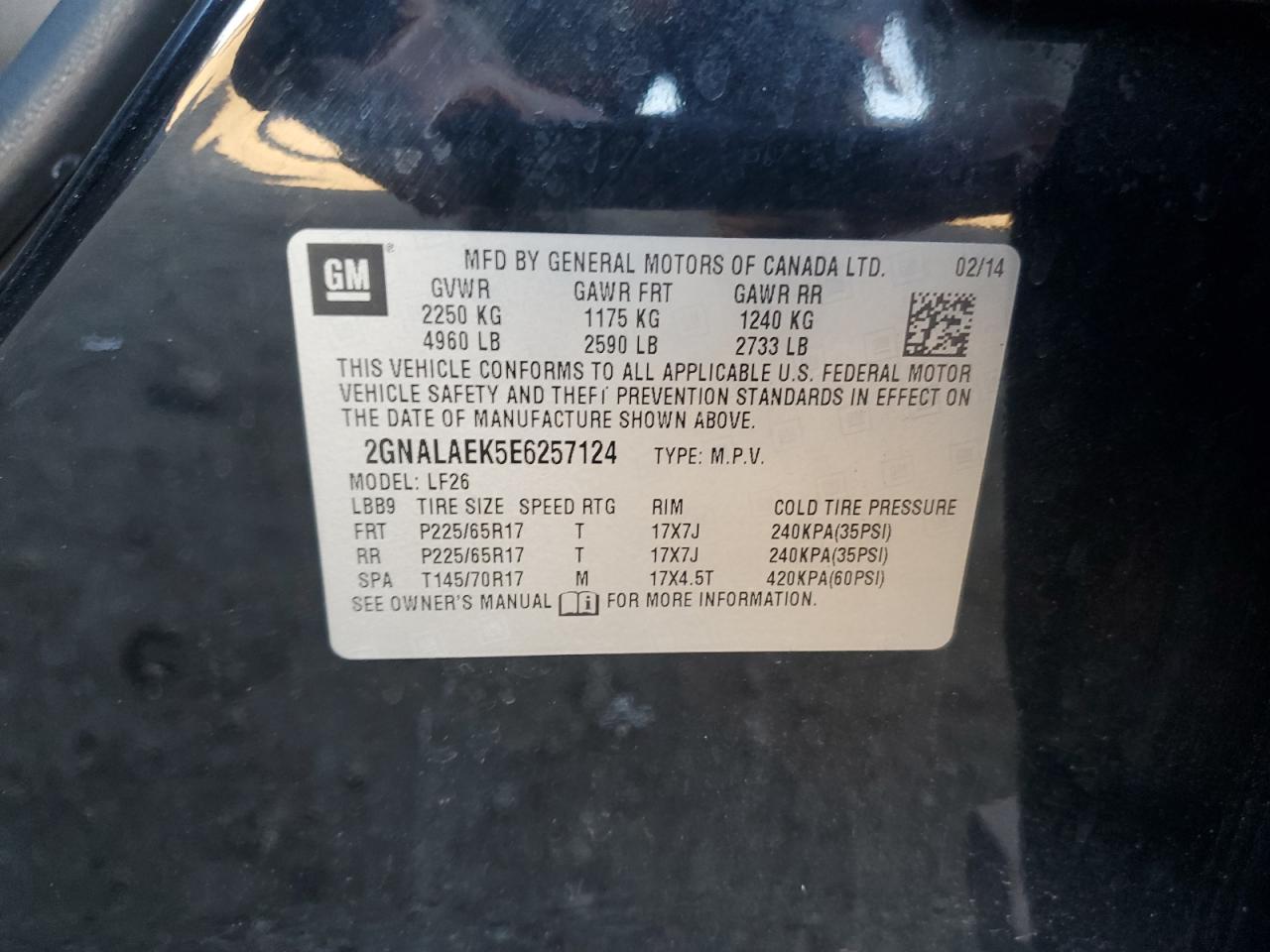 2014 Chevrolet Equinox Ls VIN: 2GNALAEK5E6257124 Lot: 82355545