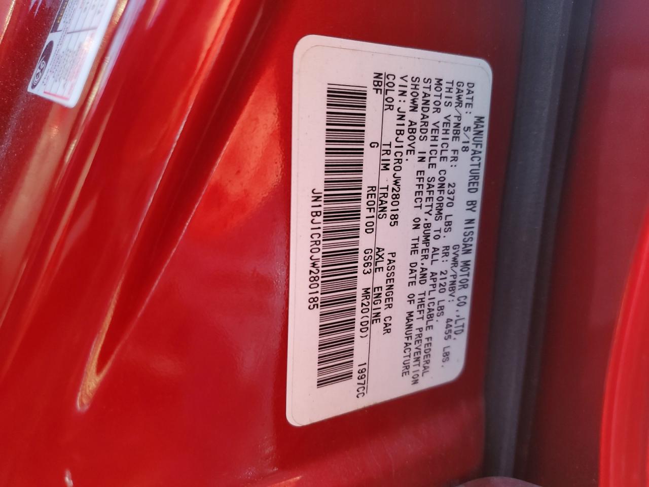 2018 Nissan Rogue Sport S VIN: JN1BJ1CR0JW280185 Lot: 84869015