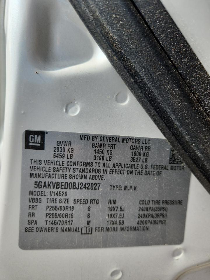 2011 Buick Enclave Cxl VIN: 5GAKVBED0BJ242027 Lot: 84954455