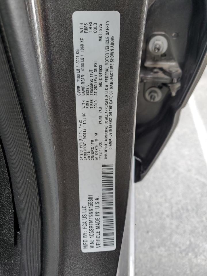 2022 Ram 1500 Big Horn/Lone Star VIN: 1C6SRFMT9NN155881 Lot: 84222165