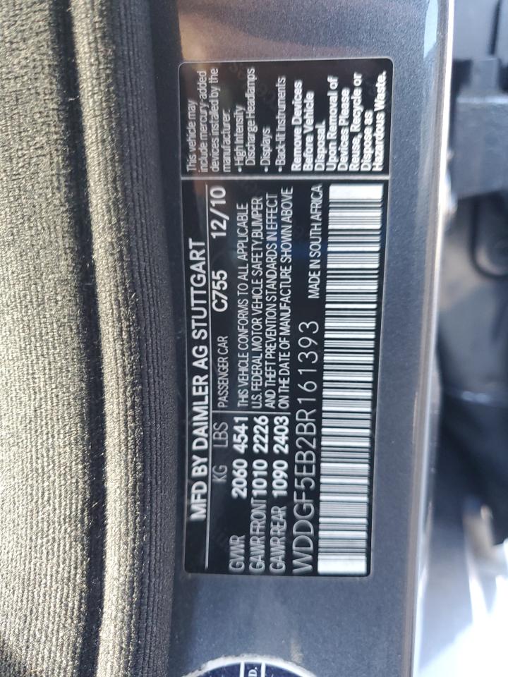 2011 Mercedes-Benz C 300 VIN: WDDGF5EB2BR161393 Lot: 82318225