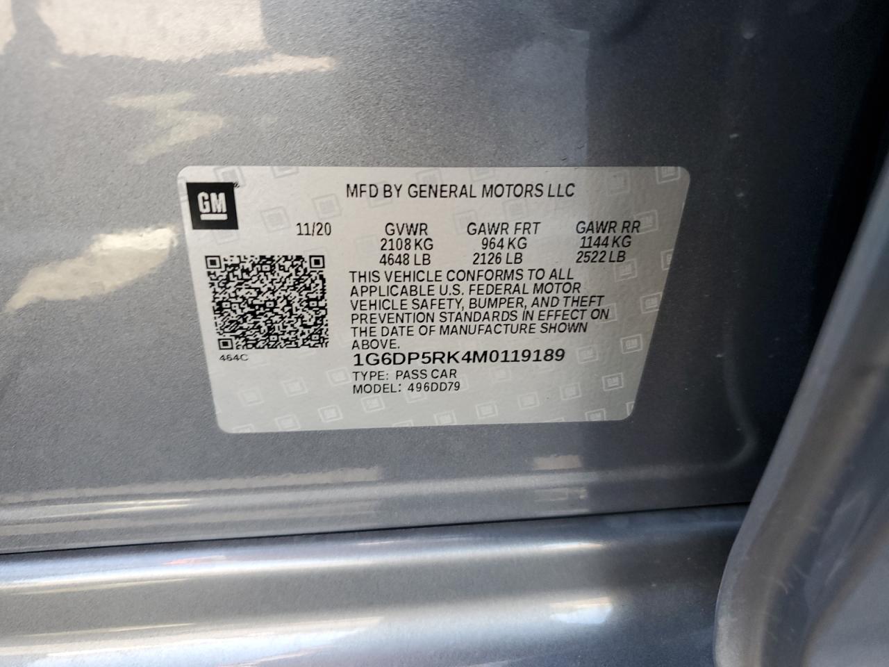 2021 Cadillac Ct5 Sport VIN: 1G6DP5RK4M0119189 Lot: 81975665