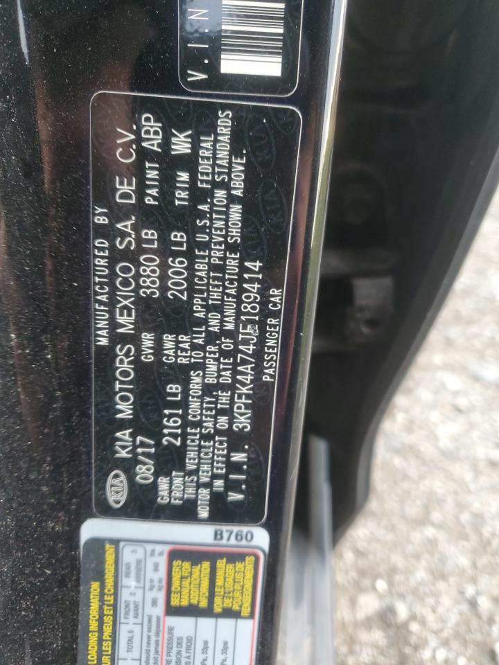 2018 Kia Forte Lx VIN: 3KPFK4A74JE189414 Lot: 85898885