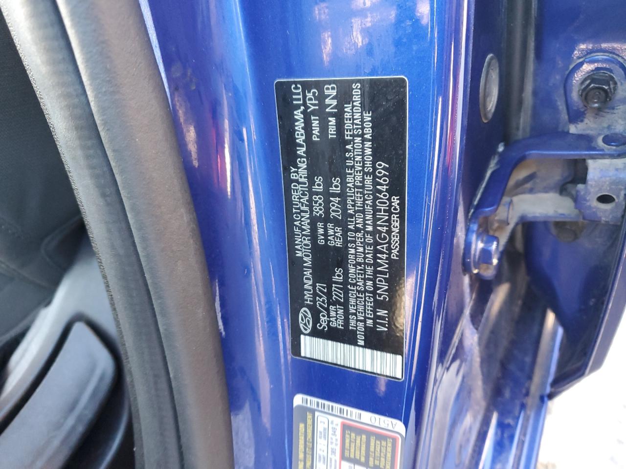 2022 Hyundai Elantra Sel VIN: 5NPLM4AG4NH064699 Lot: 87044085