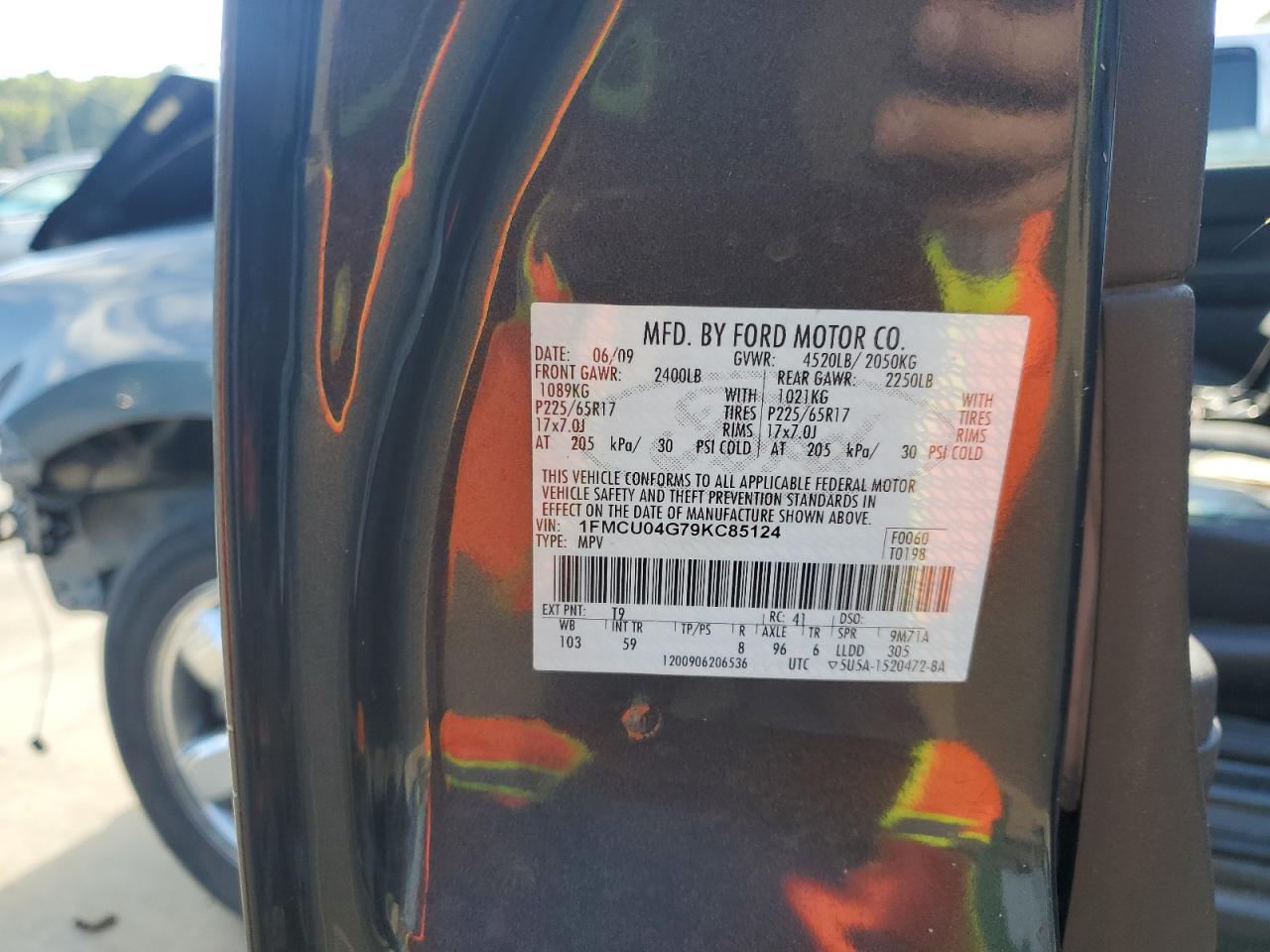 2009 Ford Escape Limited VIN: 1FMCU04G79KC85124 Lot: 85837085