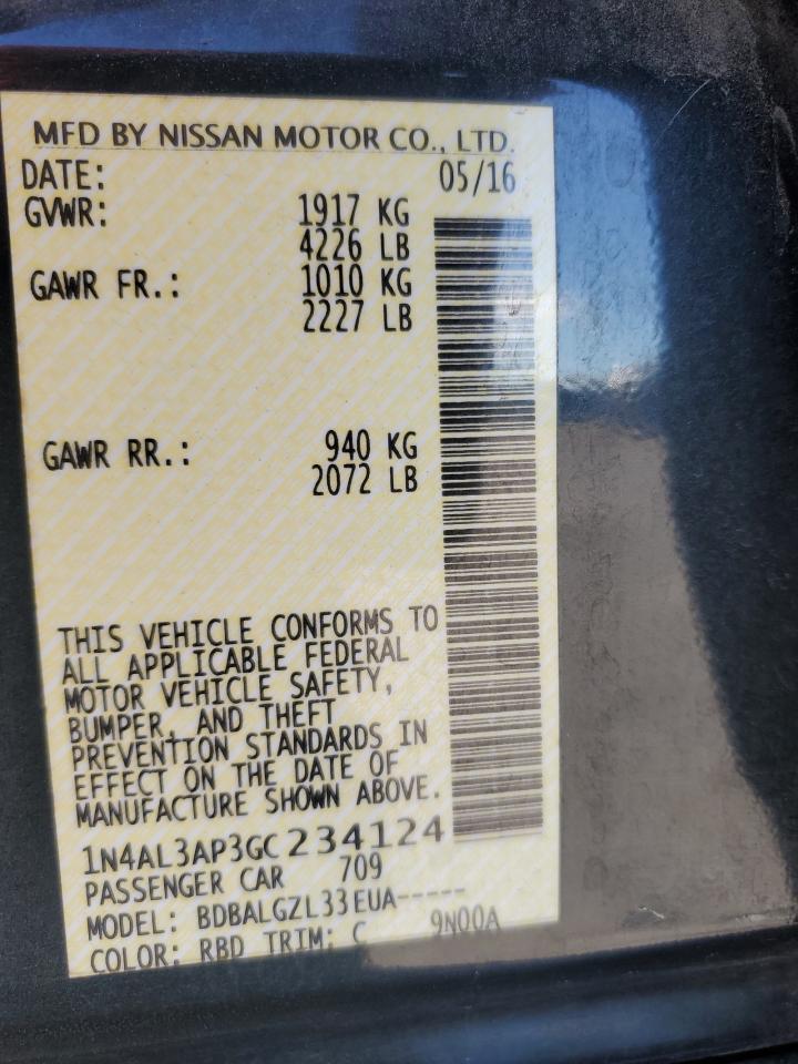 2016 Nissan Altima 2.5 VIN: 1N4AL3AP3GC234124 Lot: 86215755