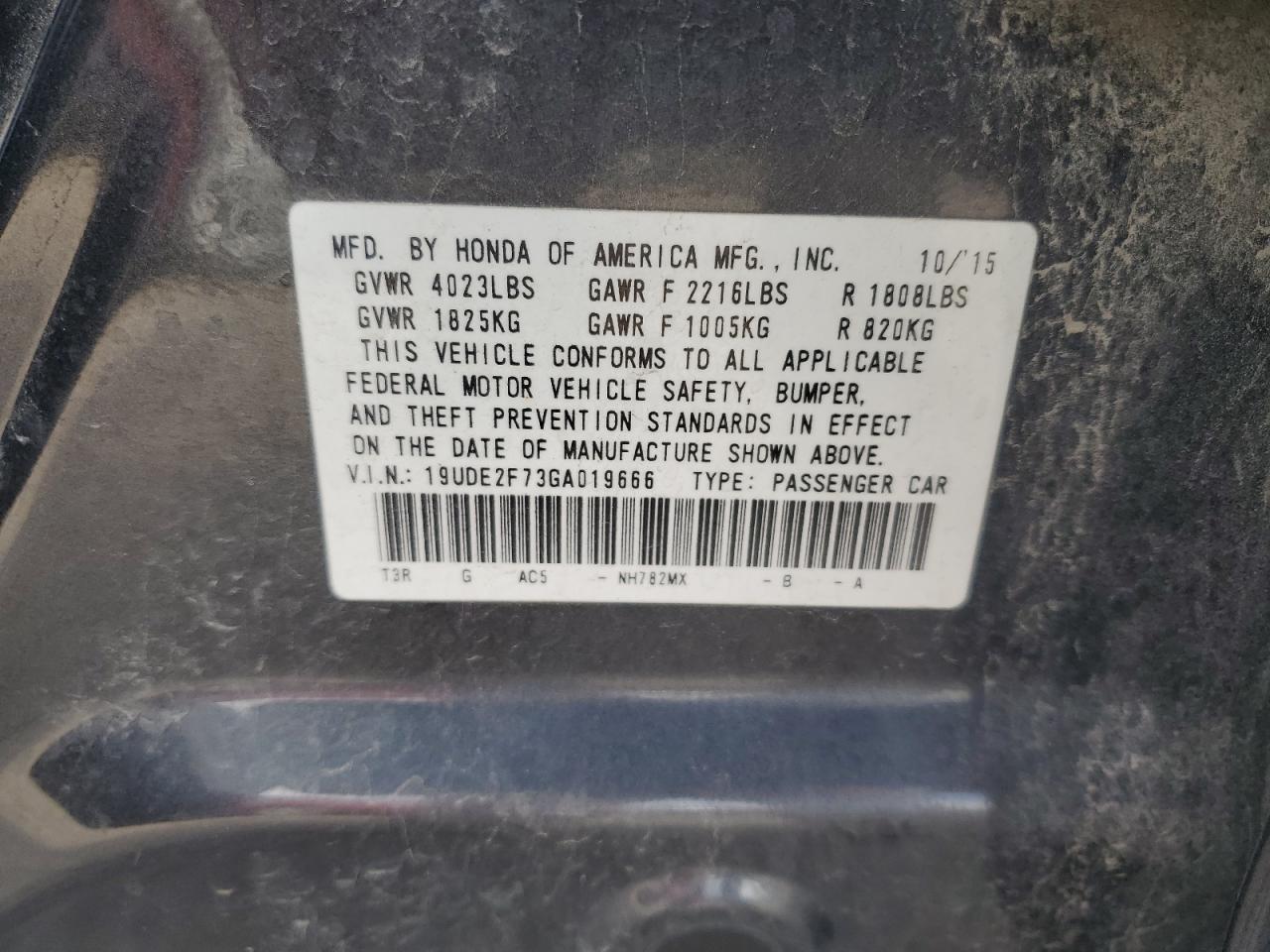 2016 Acura Ilx Premium VIN: 19UDE2F73GA019666 Lot: 86850945