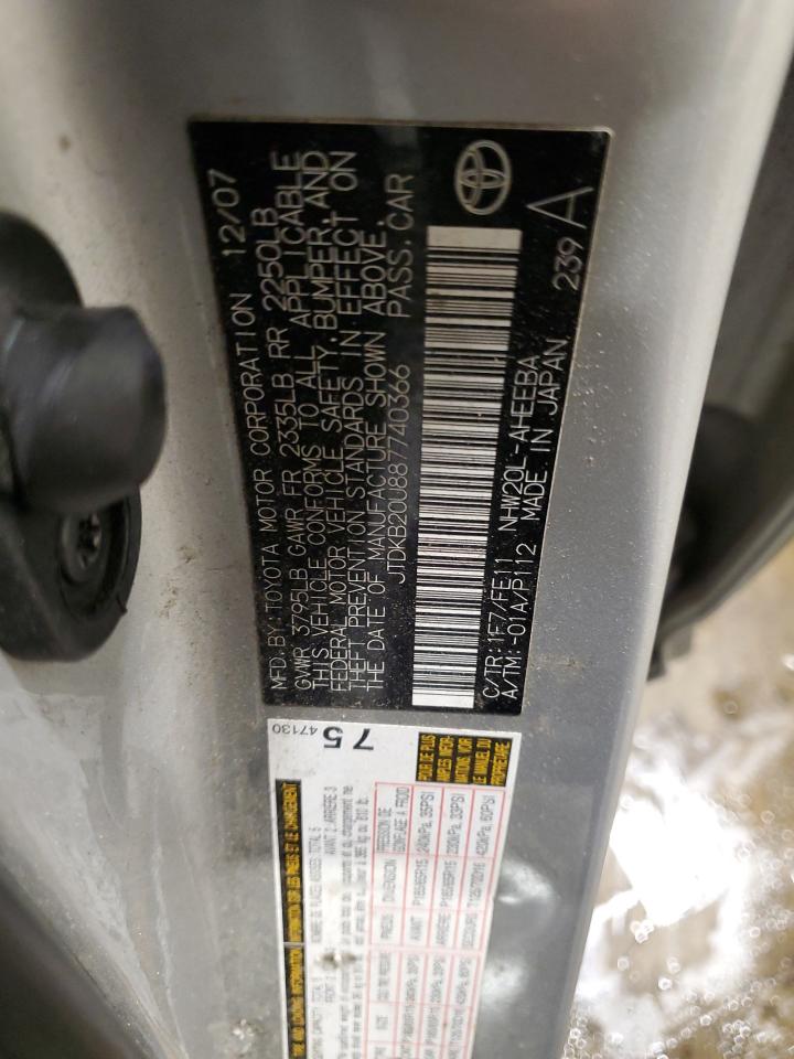 2008 Toyota Prius VIN: JTDKB20U887740366 Lot: 86106215