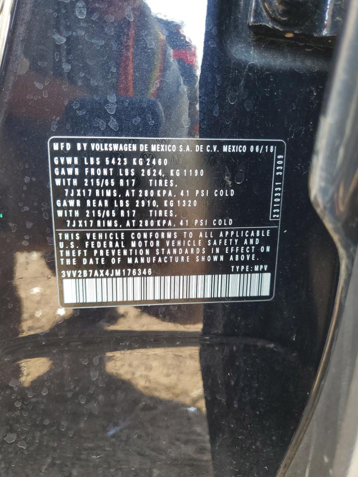 2018 Volkswagen Tiguan Se VIN: 3VV2B7AX4JM176346 Lot: 84634035