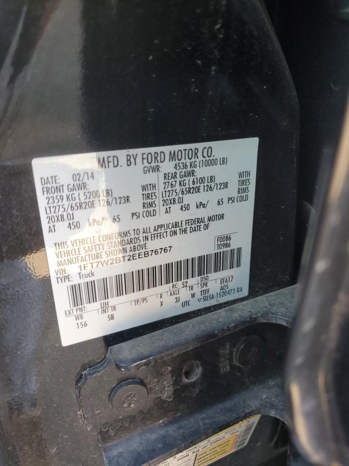 2014 Ford F250 Super Duty VIN: 1FT7W2BT2EEB76767 Lot: 85209935