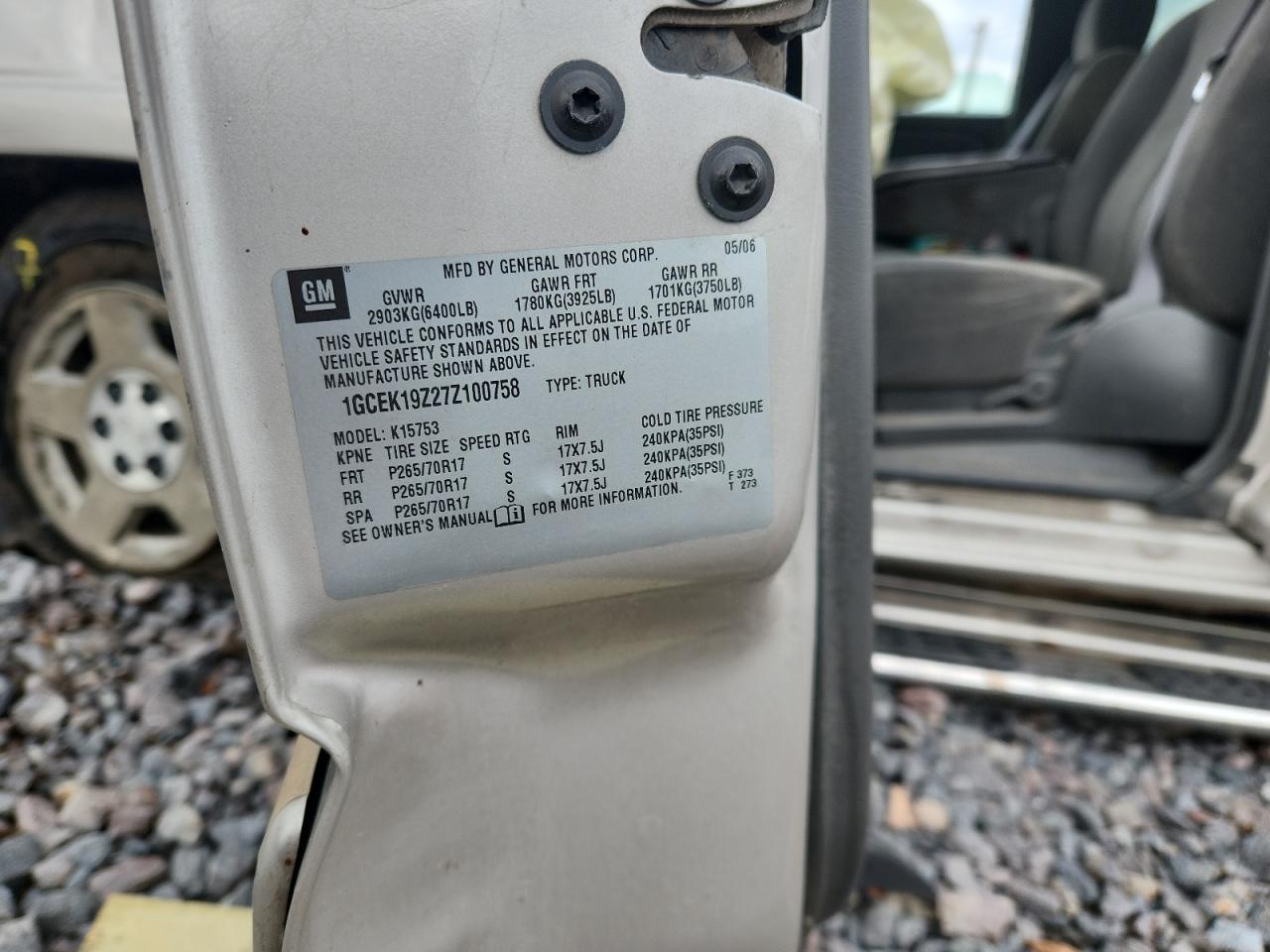 2007 Chevrolet Silverado K1500 Classic VIN: 1GCEK19Z27Z100758 Lot: 82455425