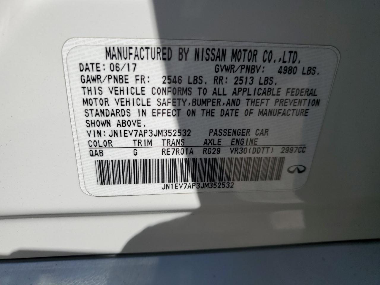 2018 Infiniti Q50 Luxe VIN: JN1EV7AP3JM352532 Lot: 85365365