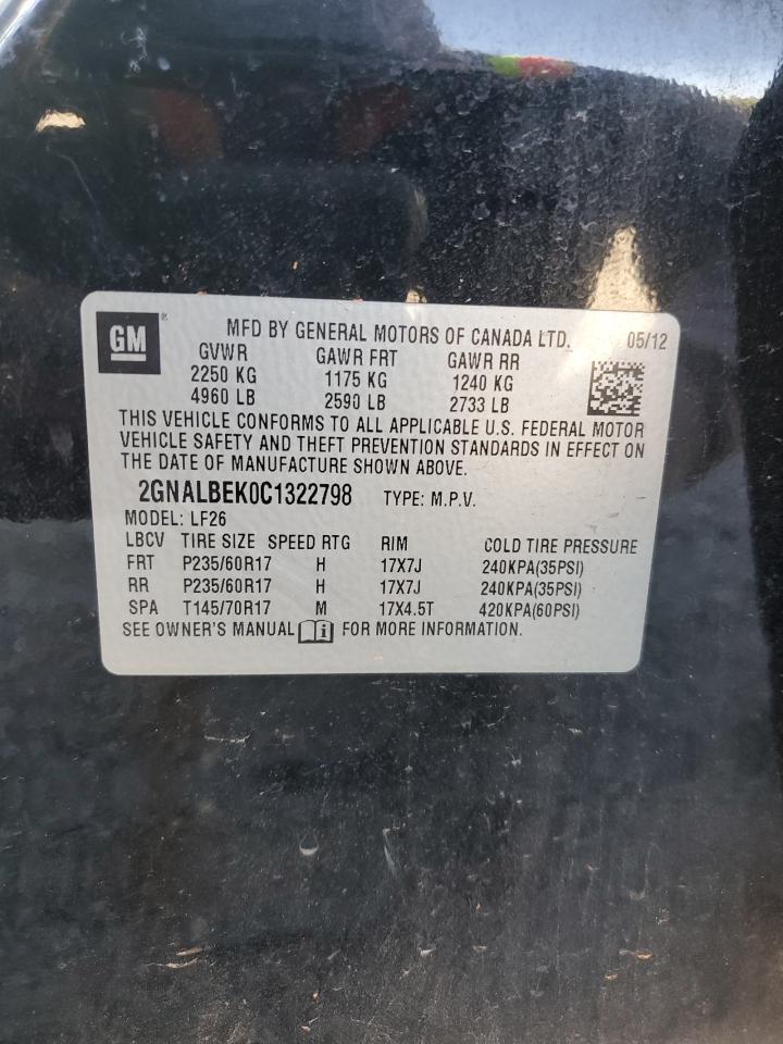 2012 Chevrolet Equinox Ls VIN: 2GNALBEK0C1322798 Lot: 84522885