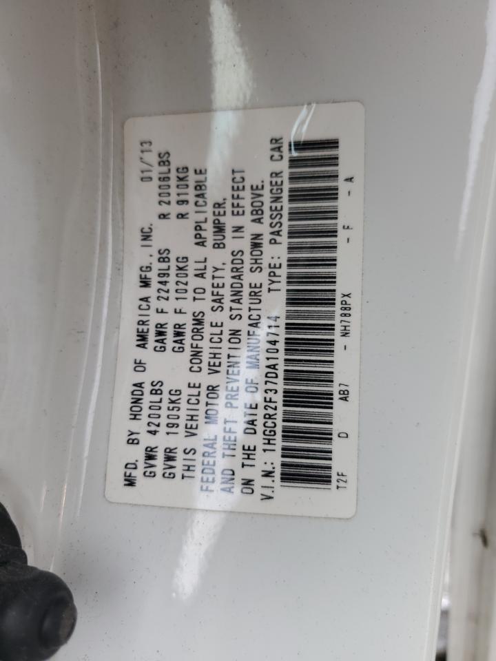 2013 Honda Accord Lx VIN: 1HGCR2F37DA104714 Lot: 82298505