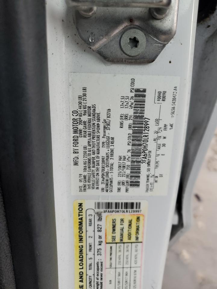 2020 Ford Fusion Se VIN: 3FA6P0H70LR128997 Lot: 86335165