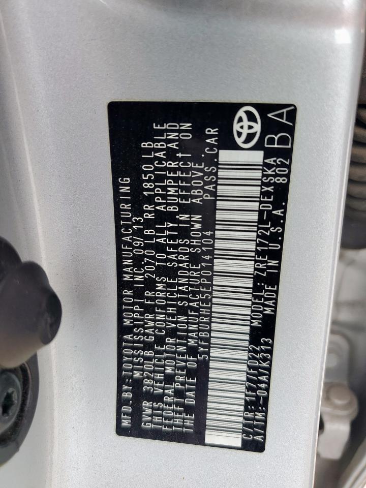 2014 Toyota Corolla L VIN: 5YFBURHE5EP014104 Lot: 81980585