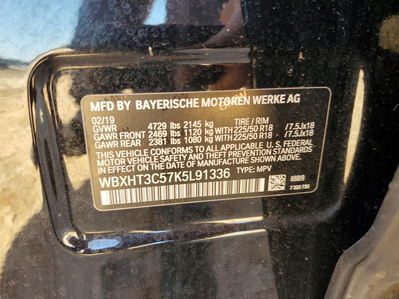 2019 BMW X1 xDrive28I VIN: WBXHT3C57K5L91336 Lot: 81988395