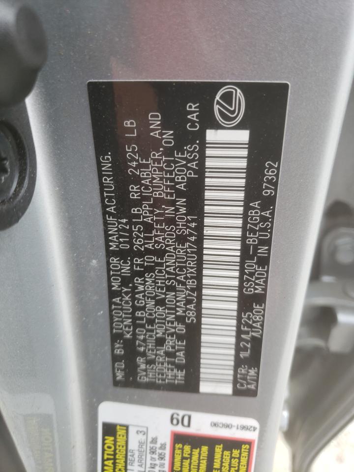 2024 Lexus Es 350 F Sport Handling VIN: 58AJZ1B1XRU174741 Lot: 86216215