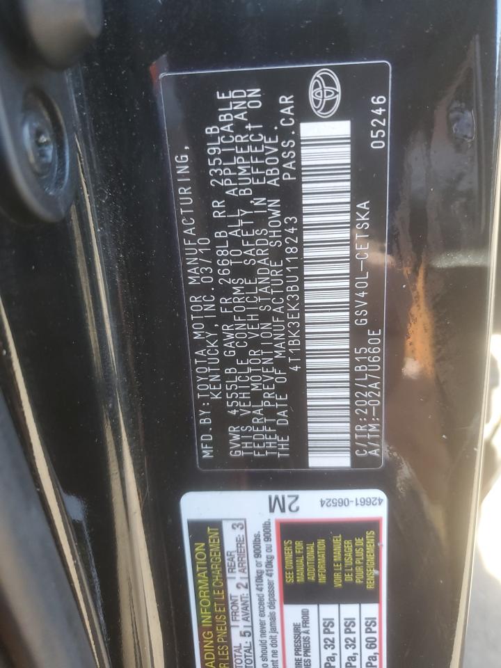 2011 Toyota Camry Se VIN: 4T1BK3EK3BU118243 Lot: 84622455