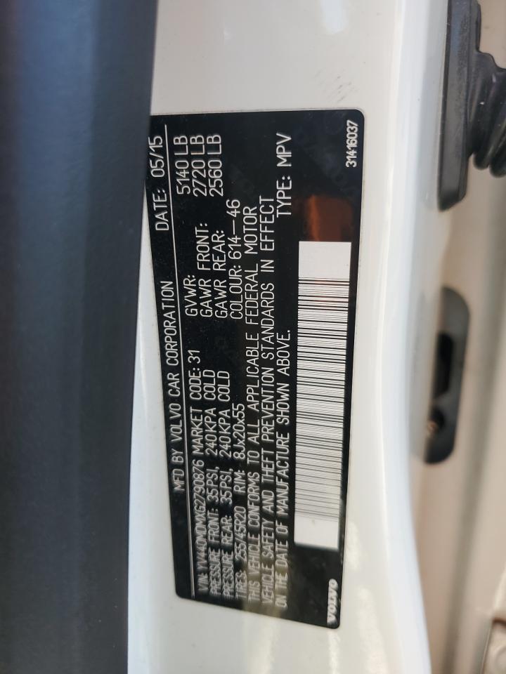 2016 Volvo Xc60 T5 Platinum VIN: YV440MDMXG2790876 Lot: 82525255