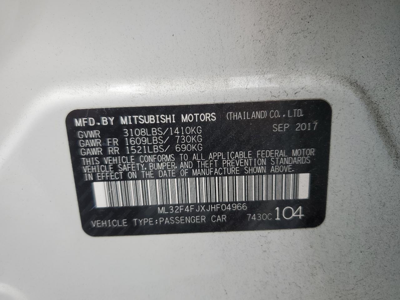 2018 Mitsubishi Mirage G4 Se VIN: ML32F4FJXJHF04966 Lot: 82355855
