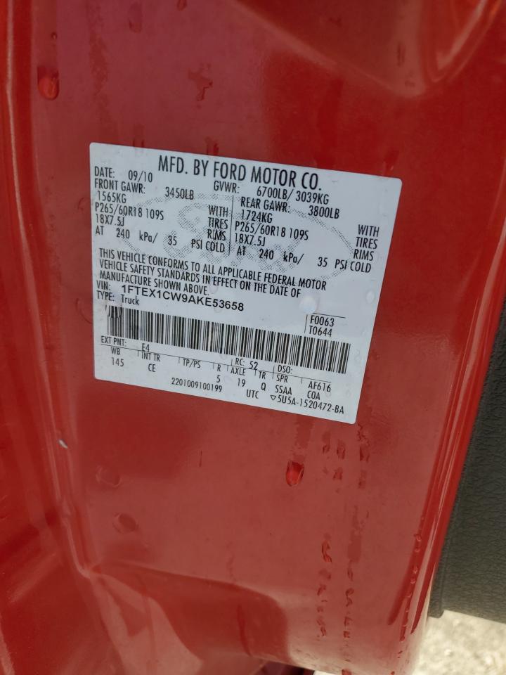 2010 Ford F150 Super Cab VIN: 1FTEX1CW9AKE53658 Lot: 86453845