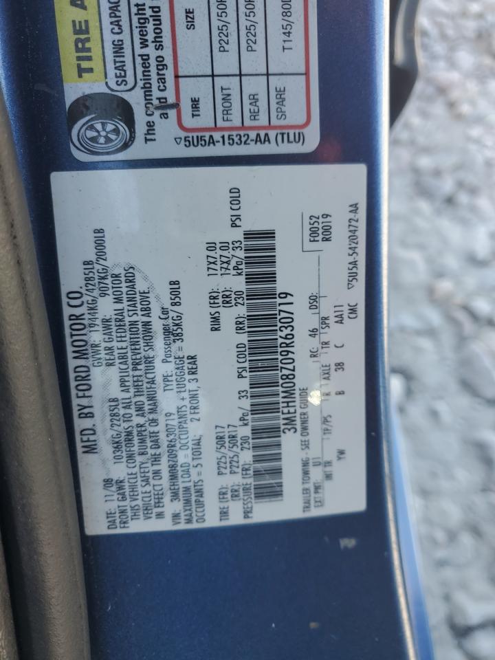 2009 Mercury Milan Premier VIN: 3MEHM08Z09R630719 Lot: 89626435