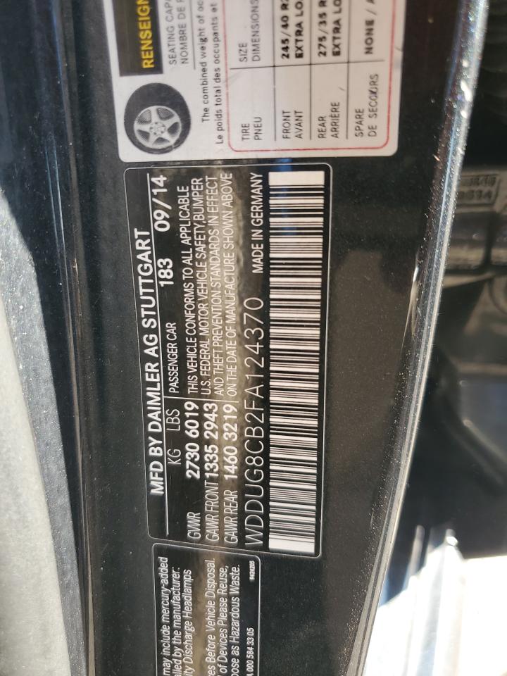 2015 Mercedes-Benz S 550 VIN: WDDUG8CB2FA124370 Lot: 86819825