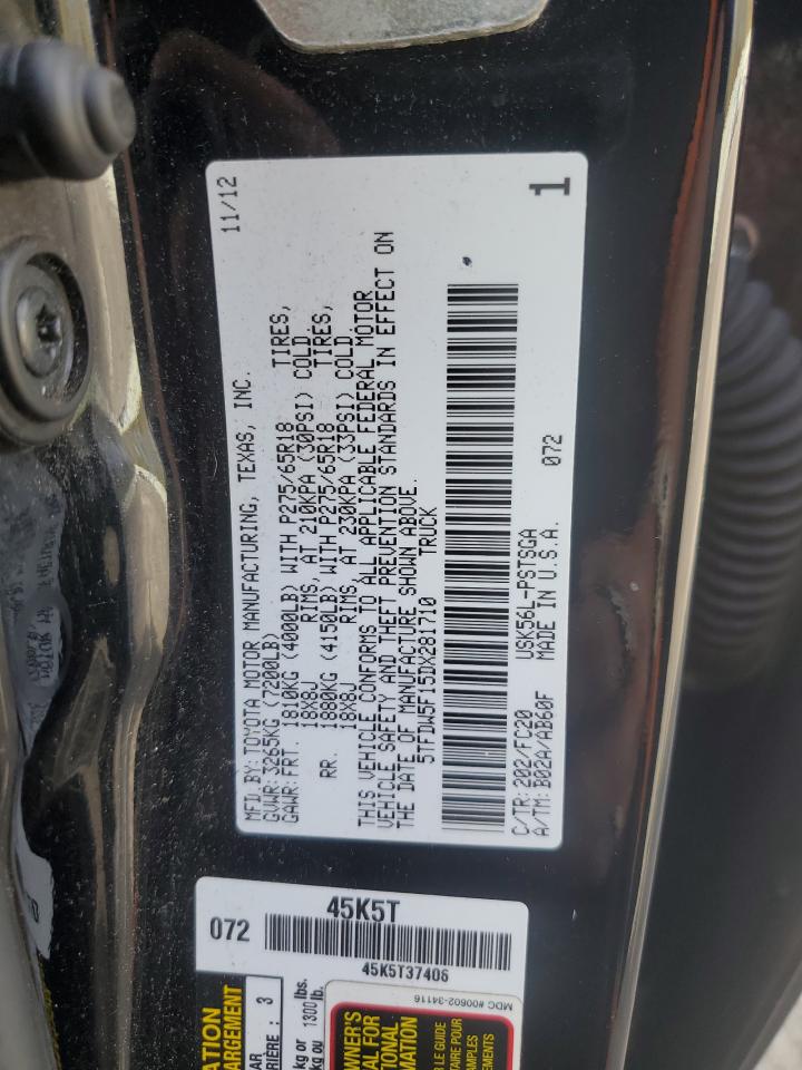 2013 Toyota Tundra Crewmax Sr5 VIN: 5TFDW5F15DX281710 Lot: 86306575