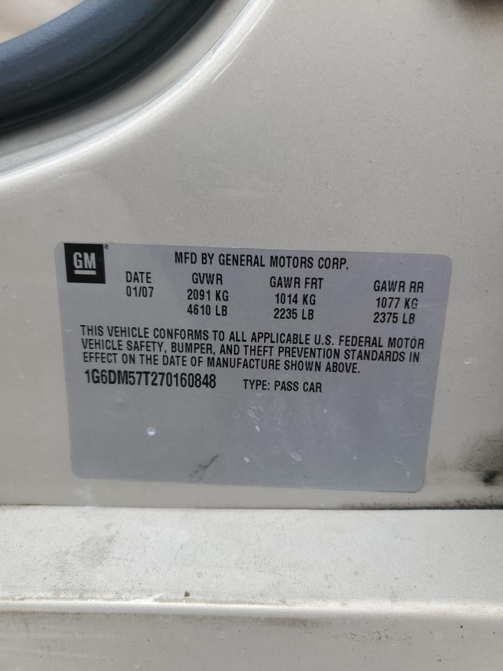 2007 Cadillac Cts VIN: 1G6DM57T270160848 Lot: 82571625