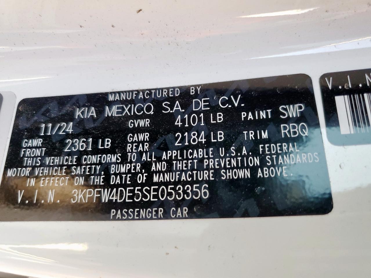 2025 Kia K4 Gt Line VIN: 3KPFW4DE5SE053356 Lot: 85168045