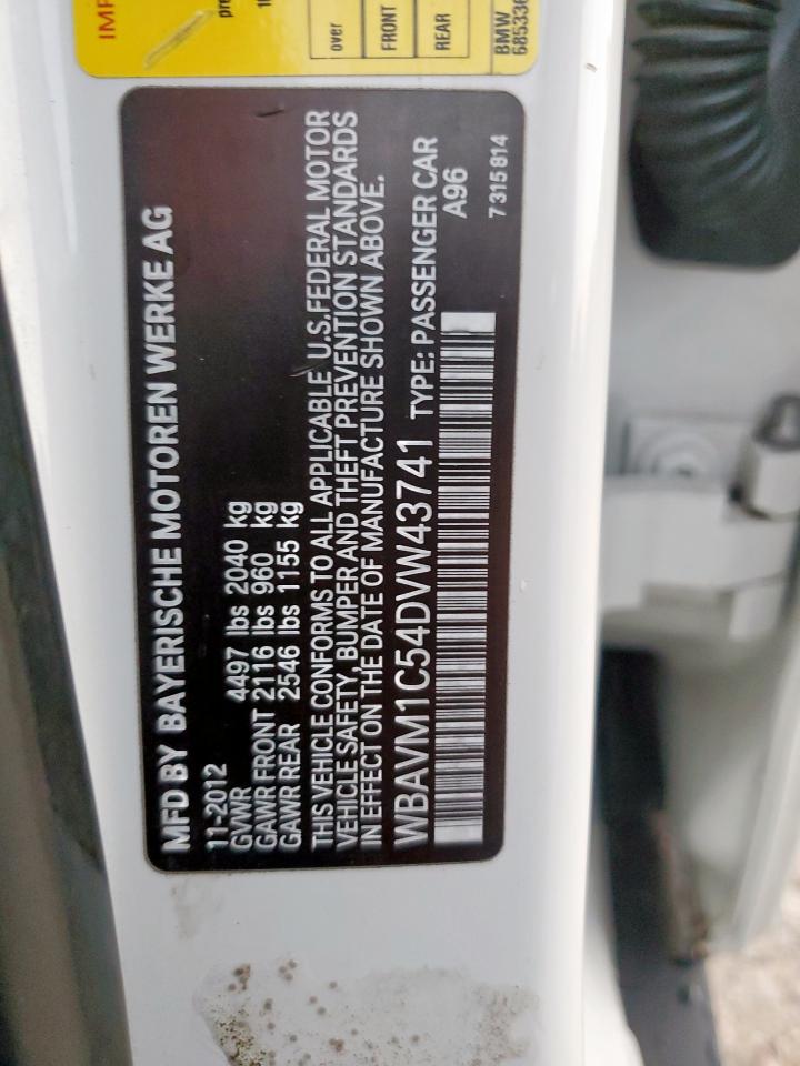 2013 BMW X1 Sdrive28I VIN: WBAVM1C54DVW43741 Lot: 90140975