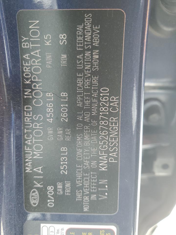 2008 Kia Rondo Lx VIN: KNAFG526787182610 Lot: 86864105