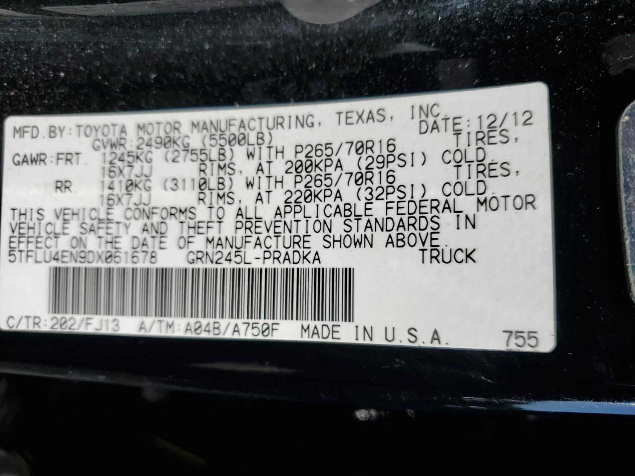 2013 Toyota Tacoma Double Cab VIN: 5TFLU4EN9DX061678 Lot: 84767715