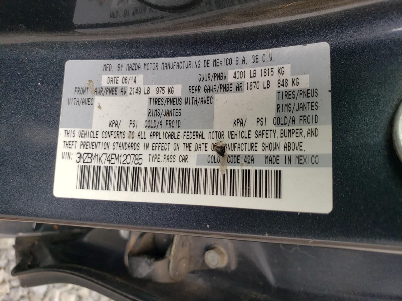 2014 Mazda 3 Sport VIN: 3MZBM1K74EM120785 Lot: 85837545