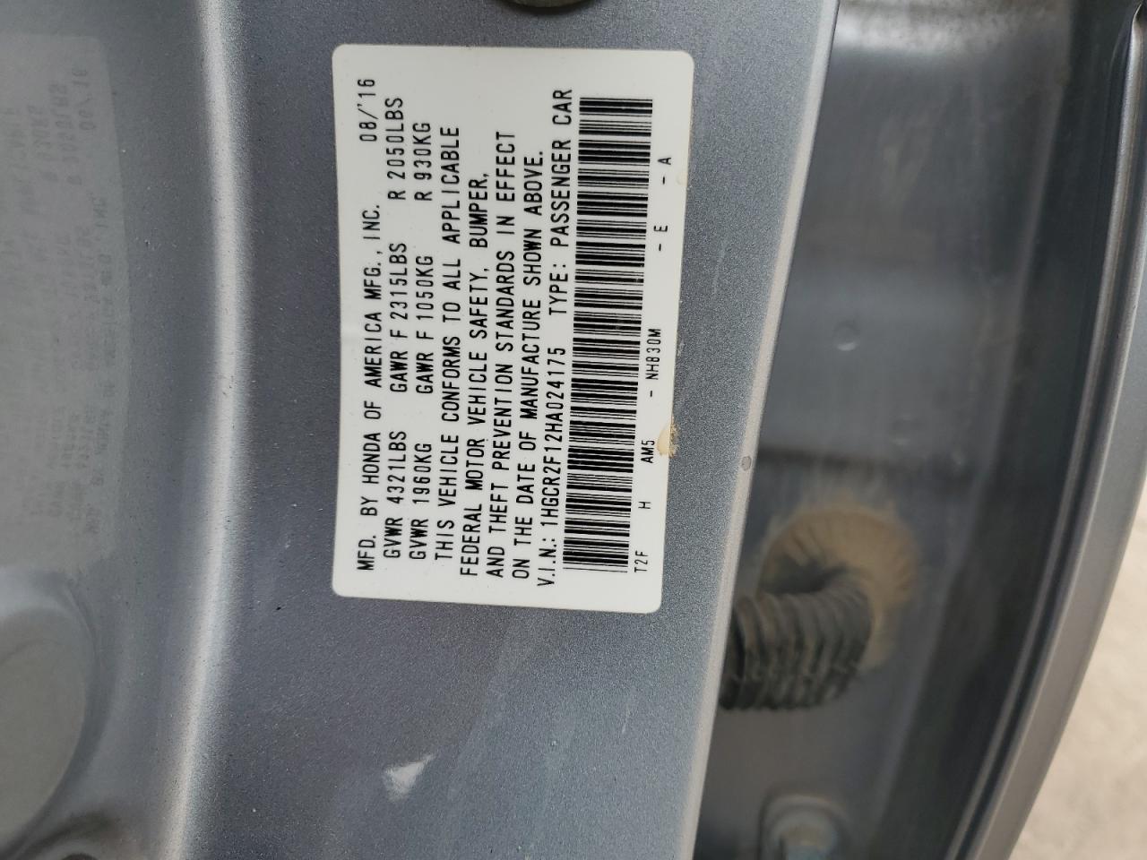 2017 Honda Accord Sport Special Edition VIN: 1HGCR2F12HA024175 Lot: 86141085