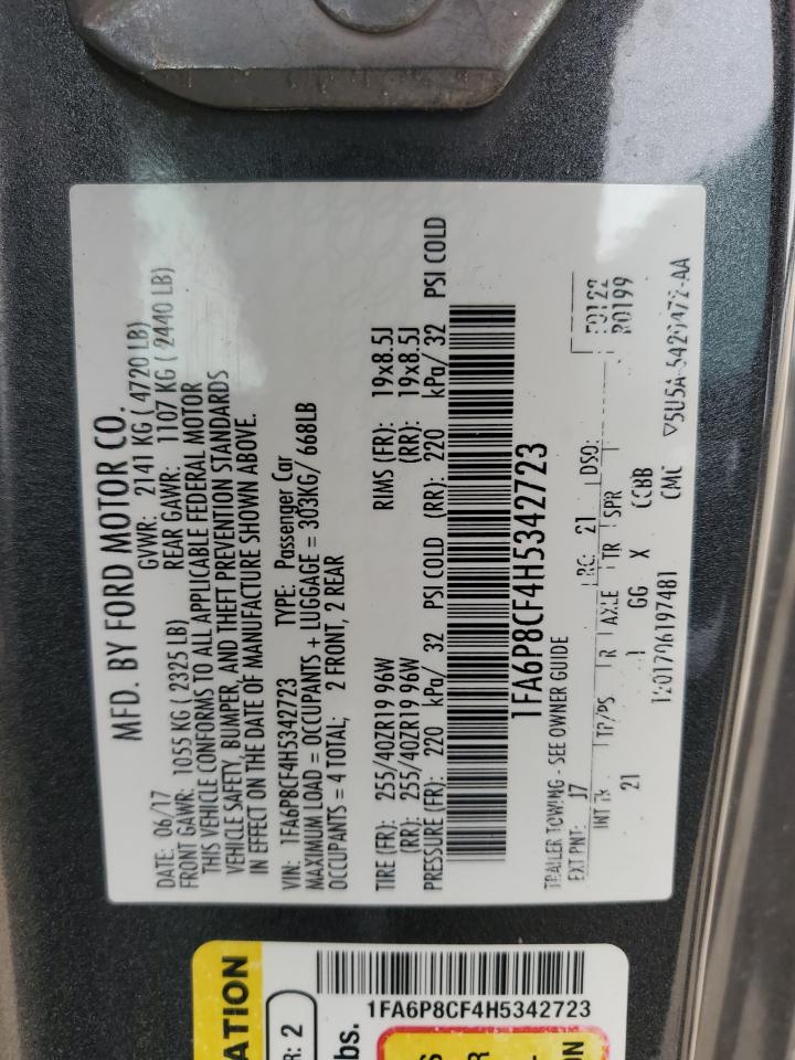 2017 Ford Mustang Gt VIN: 1FA6P8CF4H5342723 Lot: 86147745