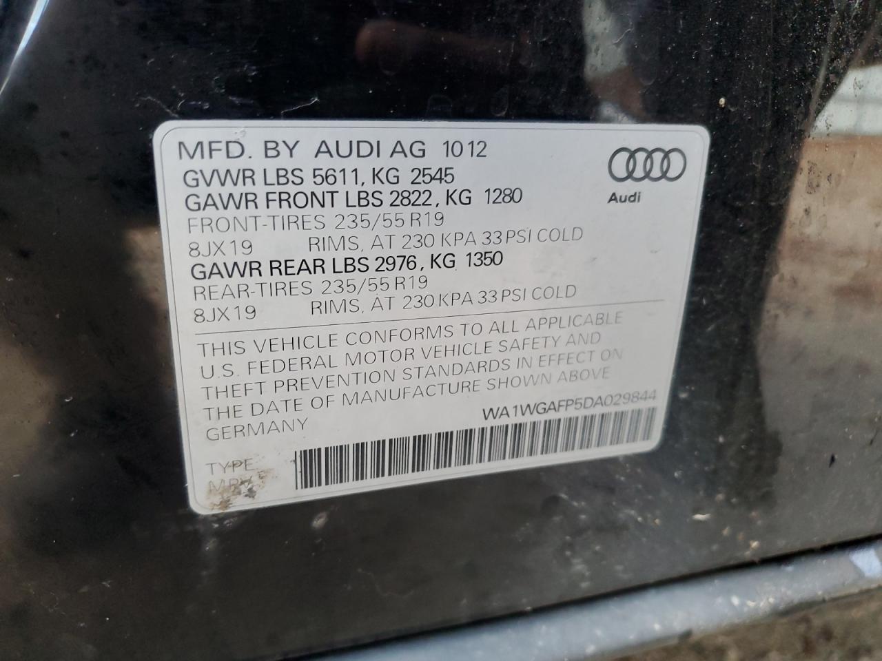 2013 Audi Q5 Prestige VIN: WA1WGAFP5DA029844 Lot: 90780165