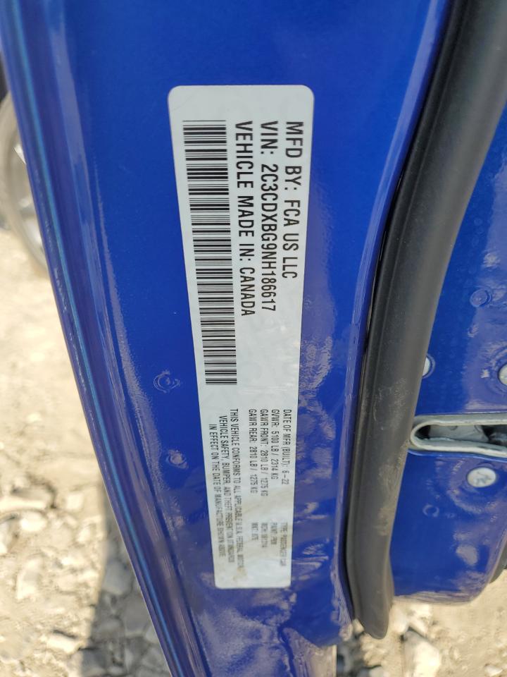 2022 Dodge Charger Sxt VIN: 2C3CDXBG9NH186617 Lot: 81986125
