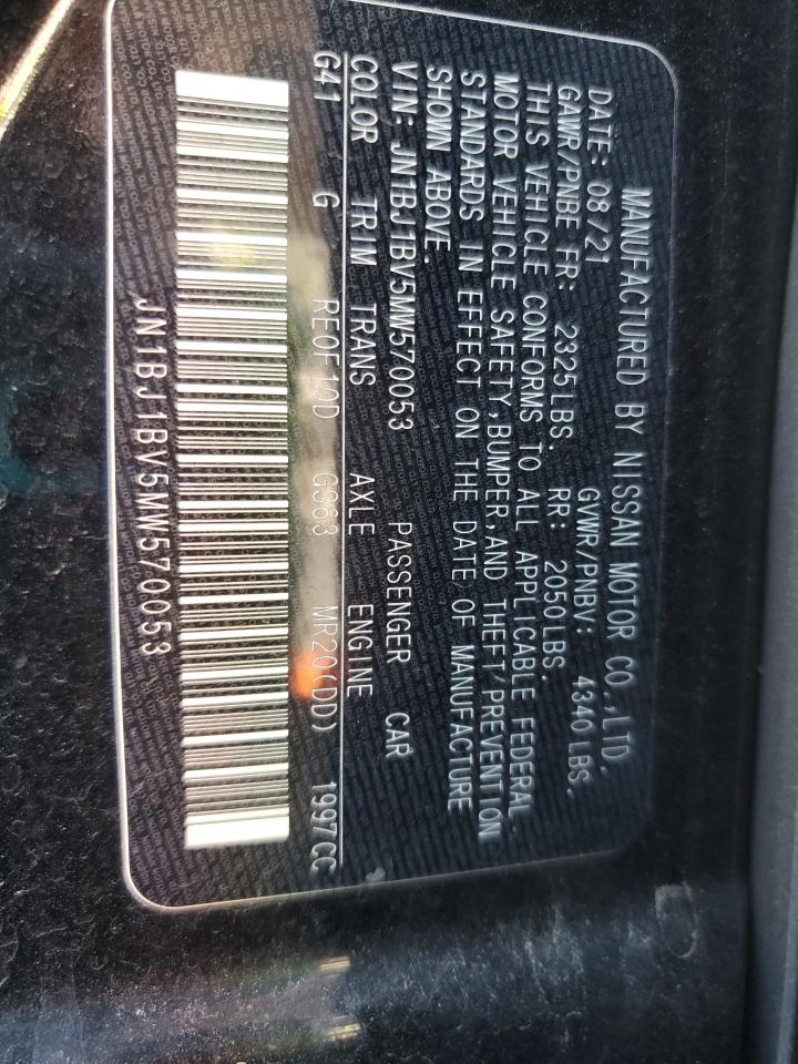 2021 Nissan Rogue Sport Sv VIN: JN1BJ1BV5MW570053 Lot: 87072035