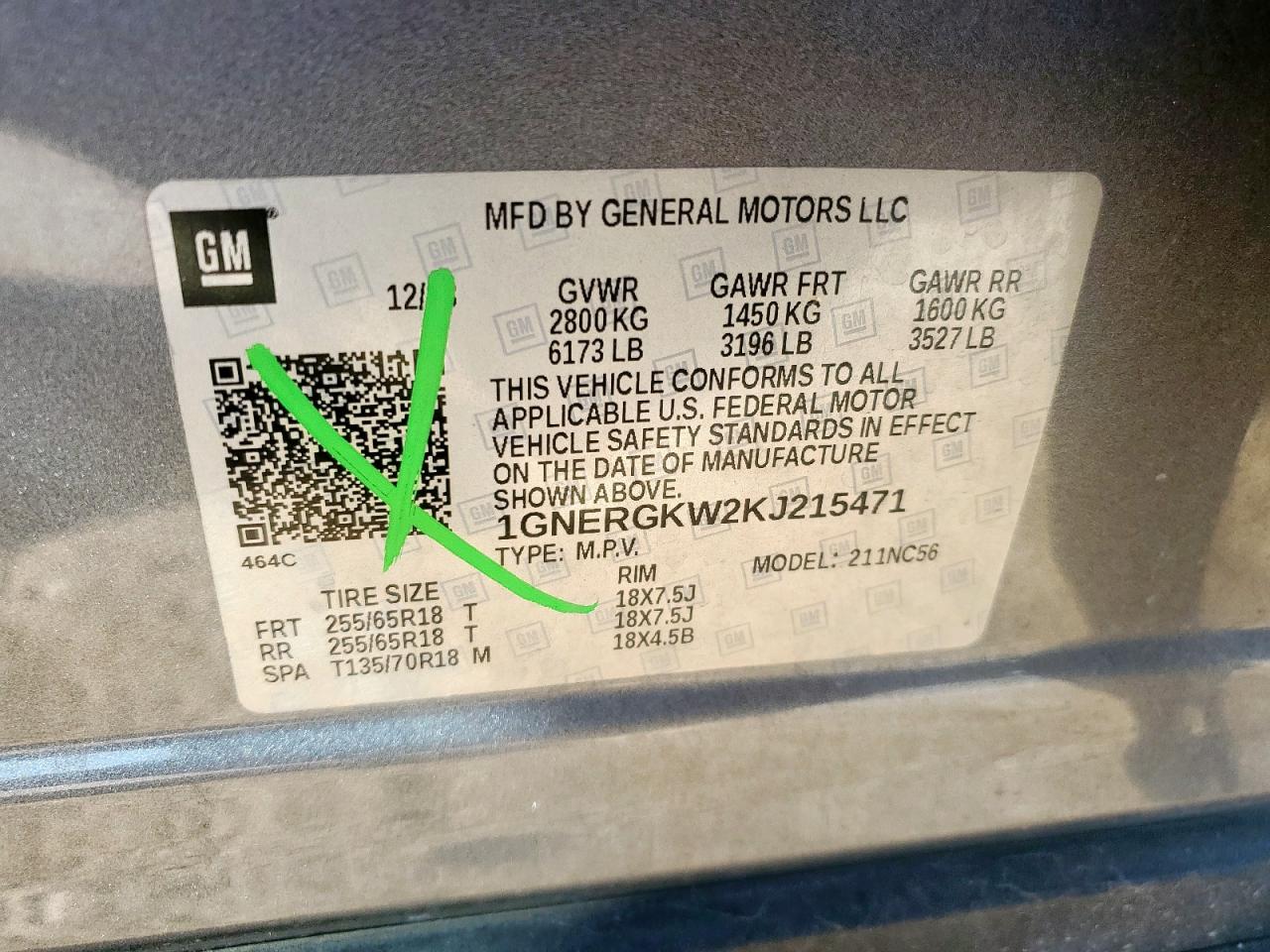 2019 Chevrolet Traverse Lt VIN: 1GNERGKW2KJ215471 Lot: 84949195